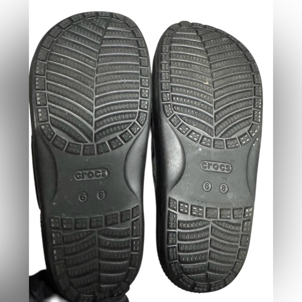 Crocs Black Sunflower Sandal Slides Women's 8 Comfort Beach - Picture 3 of 3